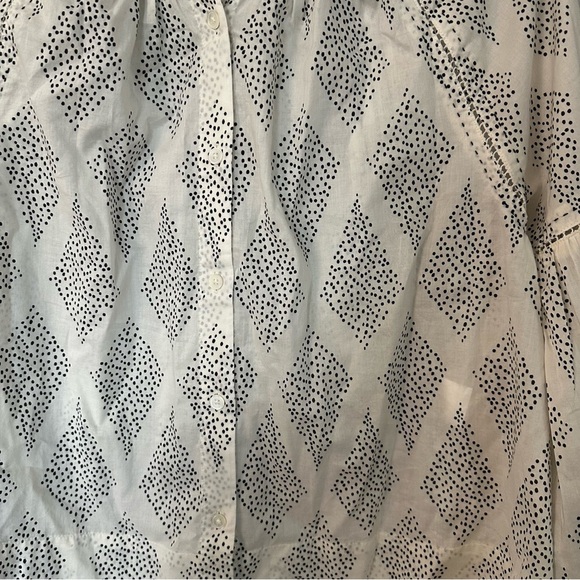 Madewell Shirred Balloon-Sleeve Top in Geometric Print in Lighthouse Sz XL NWT - Picture 4 of 9